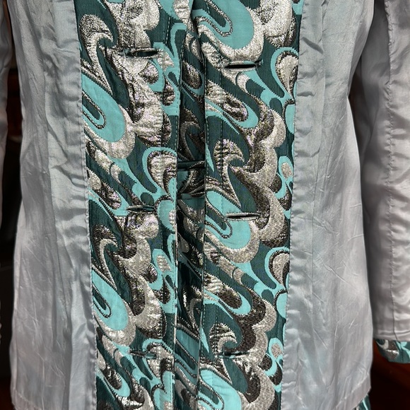 RARE Vintage 1960’s Mod Size 4 Dress & Jacket Silver Blue Lame Brocade - Picture 12 of 15